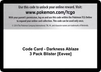 Code Card Darkness Ablaze 3 Pack Blister Eevee