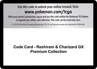 Code Card Reshiram and Charizard GX Premium Collection